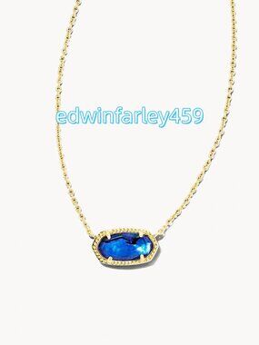 Elisa Gold Pendant Necklace in Navy Abalone